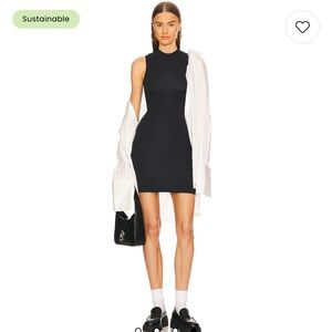 Helsa Jersey Mock Neck Mini Dress in Black Ink